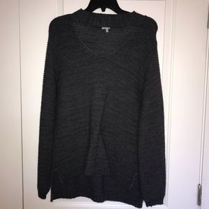 Cut Out Neck Gray Oversized Sweater